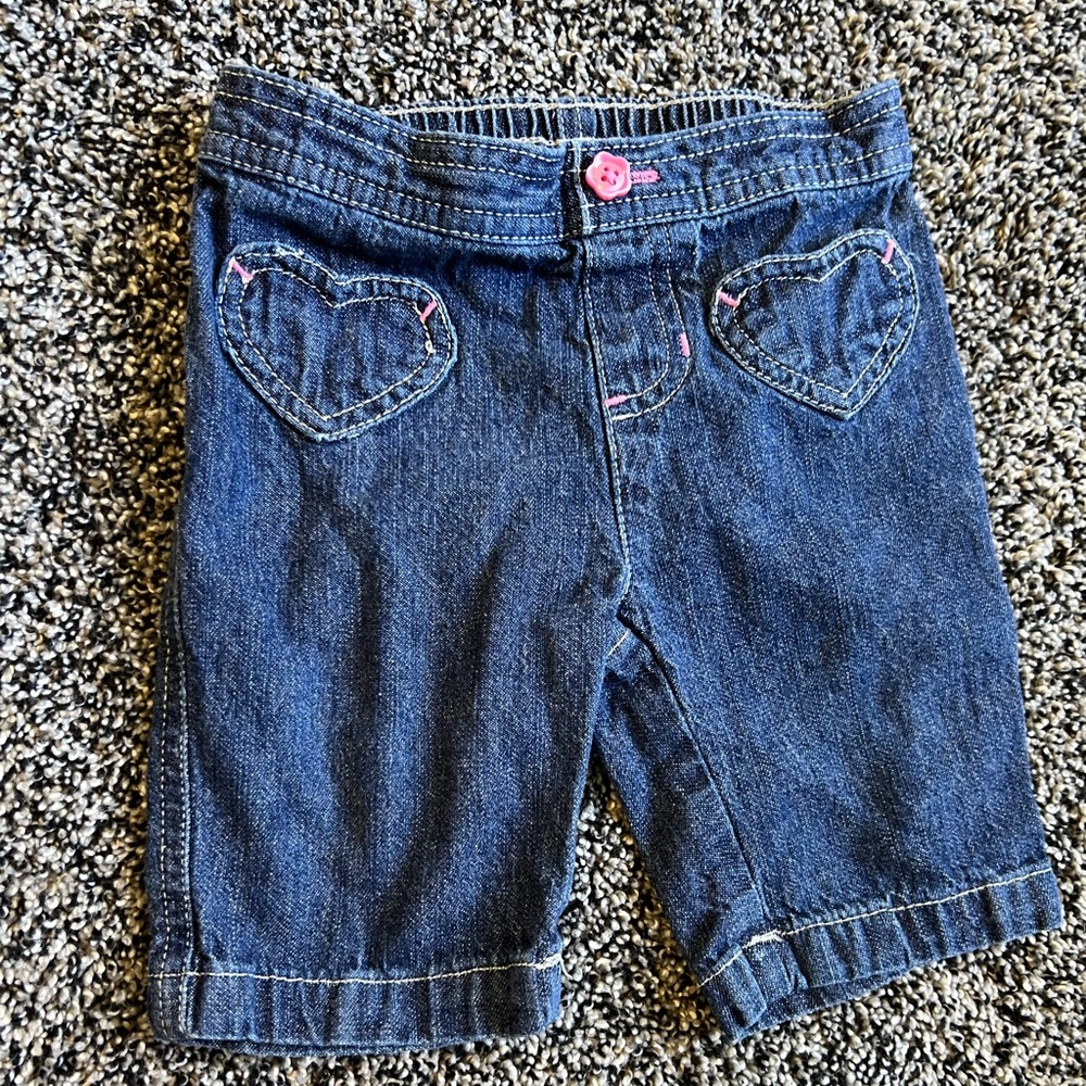 JUMPING BEANS Baby Girls Jean Short With Heart Pockets